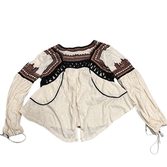 Free People Snow Kisses Cream Embroidered Top - Picture 8 of 12
